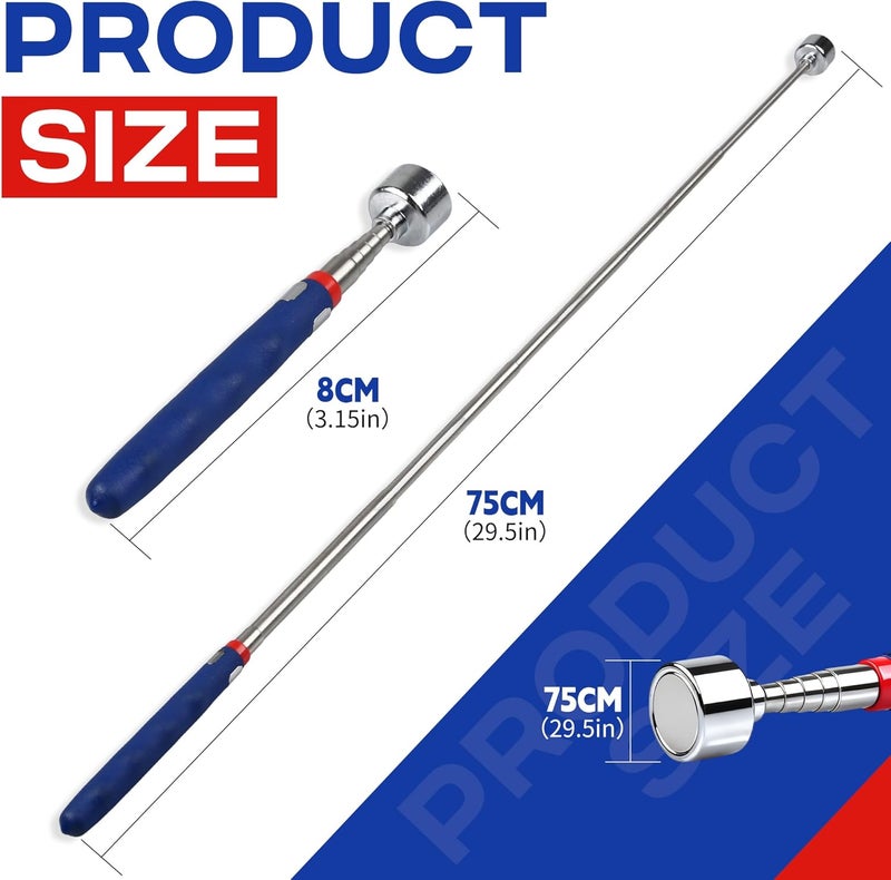 CRAFTZONE Store Telescoping Magnetic Pickup Tool with 20lb Pull Force, 30in Strong Telescopic Magnet Stick, Non-Slip Extendable Magnetic Pick Up Tools, Gifts for Men Women Birthday Father's Day - Image 2